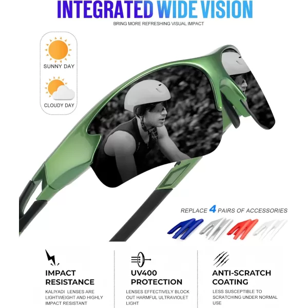 KALIYADI Sports Sunglasses for Men Polarized Sun Glasses for Men Women Youth Baseball Softball with UV Protection3 Packs Glossy BlackGlossy Transparent GreyGlossy Olive