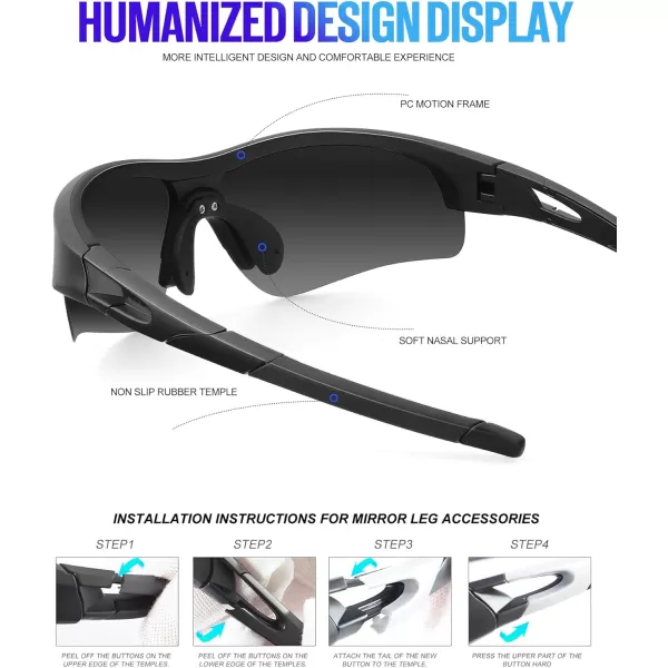KALIYADI Sports Sunglasses for Men Polarized Sun Glasses for Men Women Youth Baseball Softball with UV Protection3 Packs Matt BlackMatt Transparent GreyMatt Transparent Grey Green