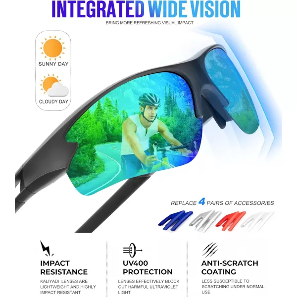 KALIYADI Sports Sunglasses for Men Polarized Sun Glasses for Men Women Youth Baseball Softball with UV Protection3 Packs Purplish RedDark BlueBlue Green