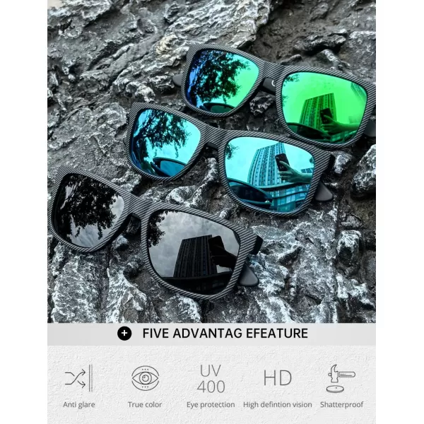 KALIYADI Sunglasses Men Polarized Sun glasses for Mens Womens Classic Matte Black Frame UV Protection 3pack3 Pack Black Stripes Frame  BlackIce BlueGreen