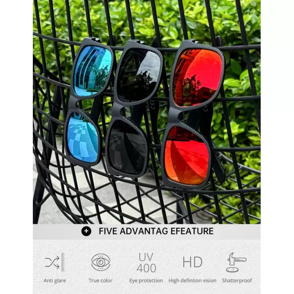 KALIYADI Sunglasses Men Polarized Sun glasses for Mens Womens Classic Matte Black Frame UV Protection 3pack3 Pack Black Stripes Frame  BlackIce BlueRed