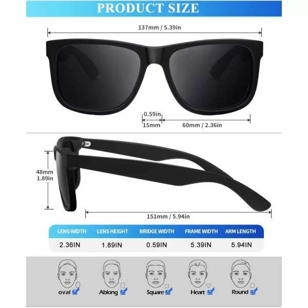 KALIYADI Sunglasses Men Polarized Sun glasses for Mens Womens Classic Matte Black Frame UV Protection 3pack3 Pack BlackBlackBlack