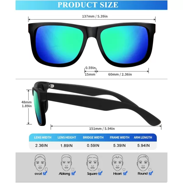KALIYADI Sunglasses Men Polarized Sun glasses for Mens Womens Classic Matte Black Frame UV Protection 3pack3 Pack BlackBlackGreen