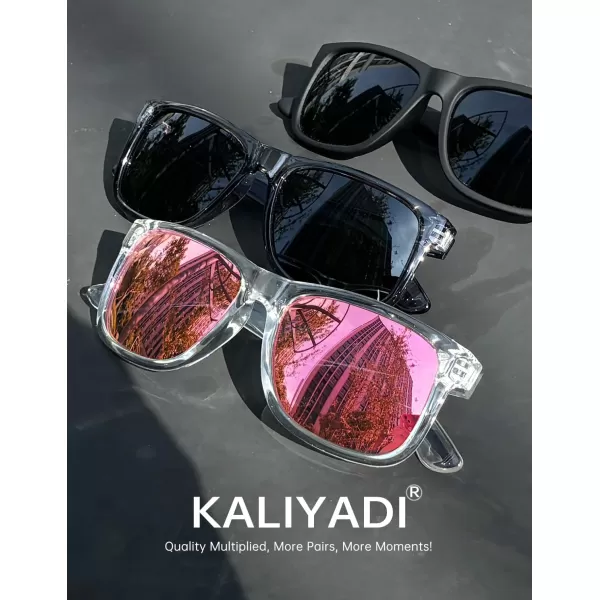KALIYADI Sunglasses Men Polarized Sun glasses for Mens Womens Classic Matte Black Frame UV Protection 3pack3 Pack BlackCrystal BrownPink
