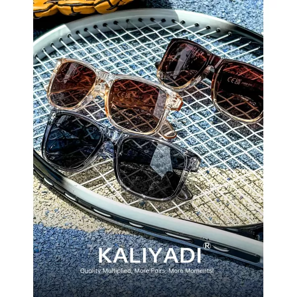 KALIYADI Sunglasses Men Polarized Sun glasses for Mens Womens Classic Matte Black Frame UV Protection 3pack3 Pack BlackGradient BrownCrystal Brown