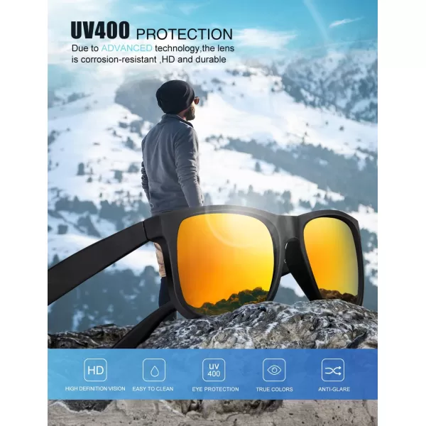 KALIYADI Sunglasses Men Polarized Sun glasses for Mens Womens Classic Matte Black Frame UV Protection 3pack3 Pack BlackGreenOrange