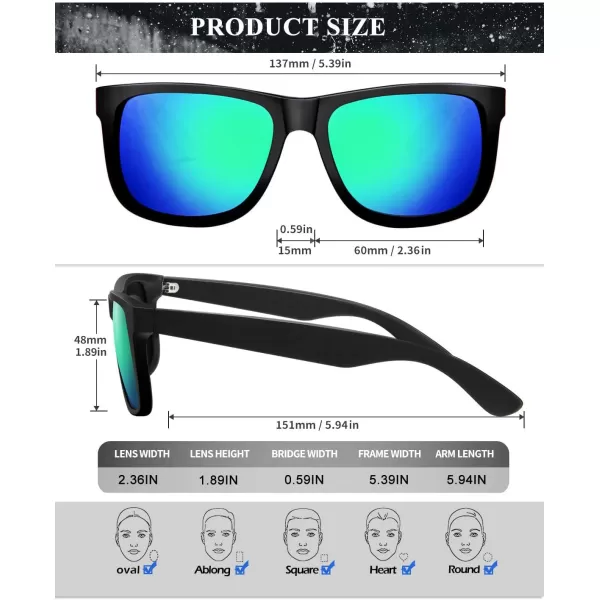 KALIYADI Sunglasses Men Polarized Sun glasses for Mens Womens Classic Matte Black Frame UV Protection 3pack3 Pack BlackGreenTortoise G15