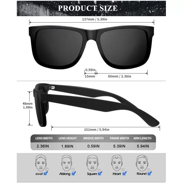 KALIYADI Sunglasses Men Polarized Sun glasses for Mens Womens Classic Matte Black Frame UV Protection 3pack3 Pack BlackIce BlueDrak Blue