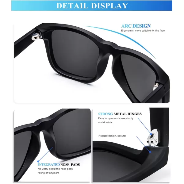 KALIYADI Sunglasses Men Polarized Sun glasses for Mens Womens Classic Matte Black Frame UV Protection 3pack3 Pack BlackIce BlueOrange