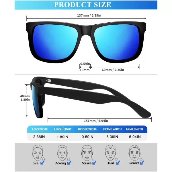 KALIYADI Sunglasses Men Polarized Sun glasses for Mens Womens Classic Matte Black Frame UV Protection 3pack3 Pack BlackIce BlueOrange