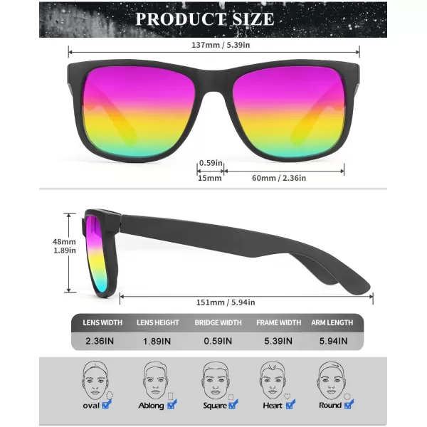 KALIYADI Sunglasses Men Polarized Sun glasses for Mens Womens Classic Matte Black Frame UV Protection 3pack3 Pack BlackIce BlueRainbow