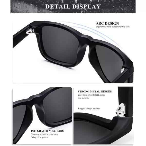 KALIYADI Sunglasses Men Polarized Sun glasses for Mens Womens Classic Matte Black Frame UV Protection 3pack3 Pack BlackIce BlueRainbow
