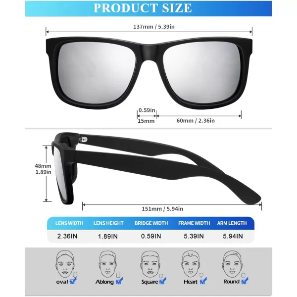 KALIYADI Sunglasses Men Polarized Sun glasses for Mens Womens Classic Matte Black Frame UV Protection 3pack3 Pack BlackIce BlueSilver