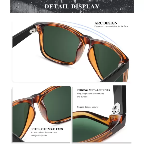 KALIYADI Sunglasses Men Polarized Sun glasses for Mens Womens Classic Matte Black Frame UV Protection 3pack3 Pack BlackIce BlueTortoise G15