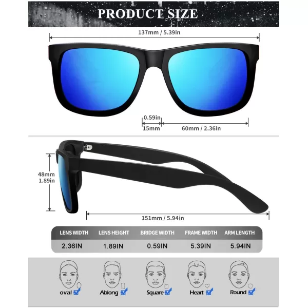 KALIYADI Sunglasses Men Polarized Sun glasses for Mens Womens Classic Matte Black Frame UV Protection 3pack3 Pack BlackIce BlueTortoise G15