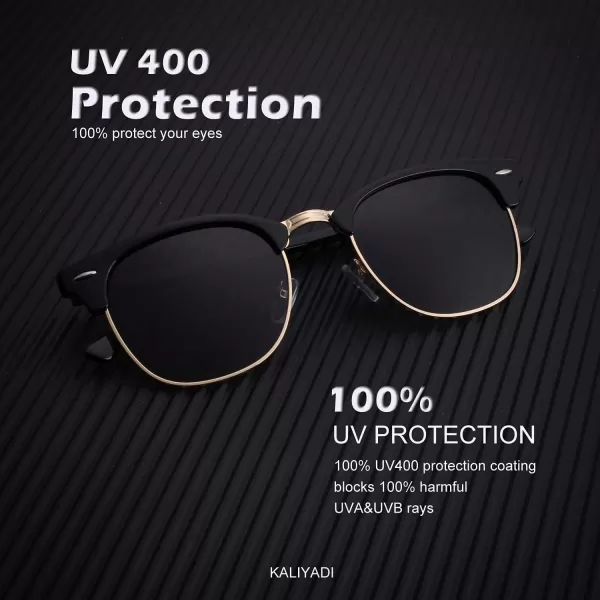 KALIYADI Sunglasses Men Polarized Sunglasses for Men Women Unisex SemiRimless Frame Retro Driving Sun Glasses UV BlockingD023 Pack BlackTortoiseGlossy Black