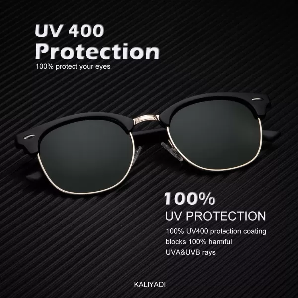 KALIYADI Sunglasses Men Polarized Sunglasses for Men Women Unisex SemiRimless Frame Retro Driving Sun Glasses UV BlockingD063 Pack BlackSilver BlackGolden G15