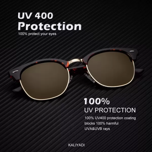 KALIYADI Sunglasses Men Polarized Sunglasses for Men Women Unisex SemiRimless Frame Retro Driving Sun Glasses UV BlockingD073 Pack Golden G15Black G15Tortoise Brown