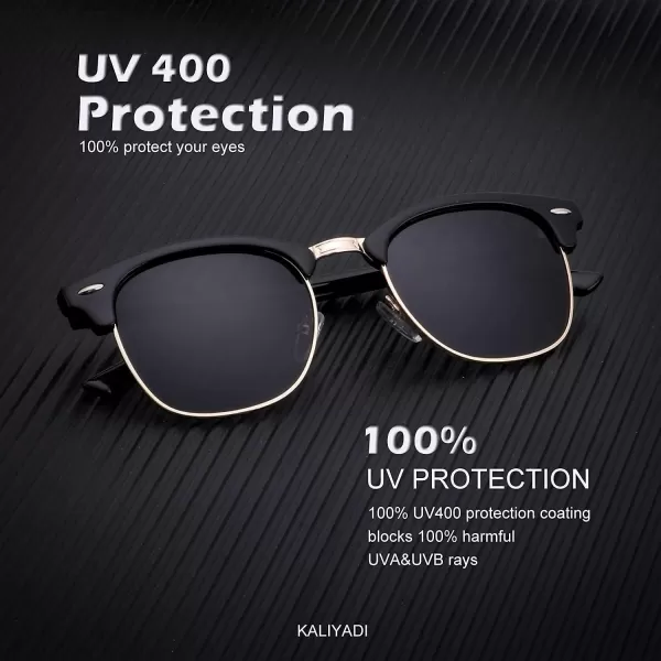 KALIYADI Sunglasses Men Polarized Sunglasses for Men Women Unisex SemiRimless Frame Retro Driving Sun Glasses UV BlockingD083 Pack Golden BlackSilver BlackBrown