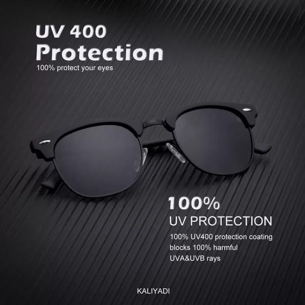 KALIYADI Sunglasses Men Polarized Sunglasses for Men Women Unisex SemiRimless Frame Retro Driving Sun Glasses UV BlockingD093 Pack Golden BlackBlackTortoise Brown