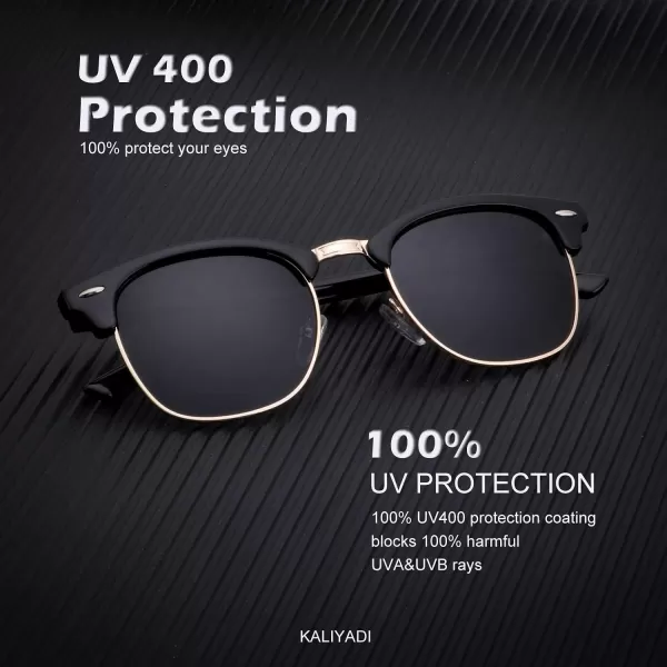 KALIYADI Sunglasses Men Polarized Sunglasses for Men Women Unisex SemiRimless Frame Retro Driving Sun Glasses UV BlockingD093 Pack Golden BlackBlackTortoise Brown