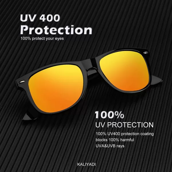 KALIYADI Sunglasses Men Polarized Sunglasses for Men Women Unisex SemiRimless Frame Retro Driving Sun Glasses UV BlockingD113 Pack Glossy Black Frame Black  Green Blue  Orange