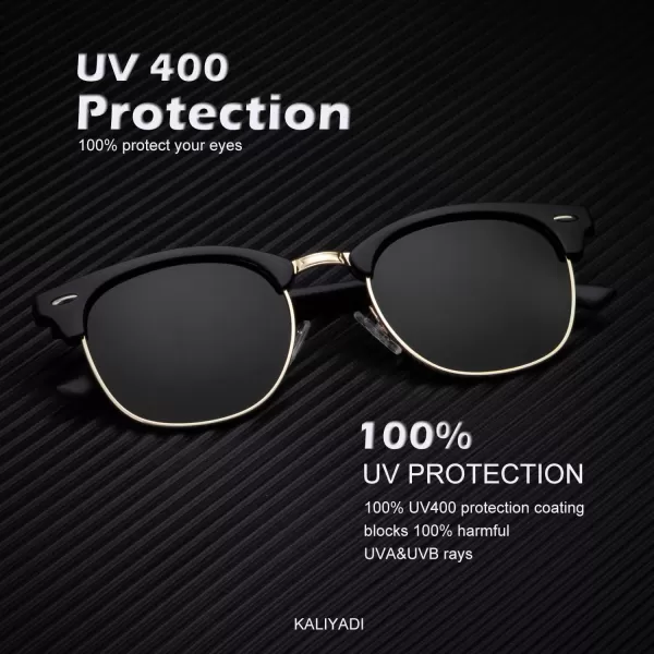 KALIYADI Sunglasses Men Polarized Sunglasses for Men Women Unisex SemiRimless Frame Retro Driving Sun Glasses UV BlockingD113 Packgolden BlackTortoise G15Black Blue