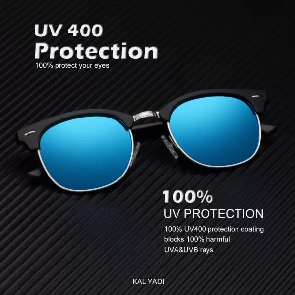 KALIYADI Sunglasses Men Polarized Sunglasses for Men Women Unisex SemiRimless Frame Retro Driving Sun Glasses UV BlockingD113 Packgolden BlackTortoise G15Black Blue