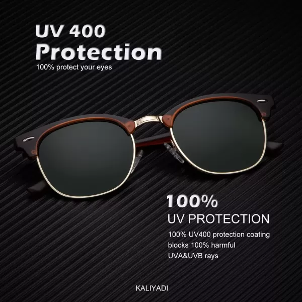 KALIYADI Sunglasses Men Polarized Sunglasses for Men Women Unisex SemiRimless Frame Retro Driving Sun Glasses UV BlockingD113 Packgolden BlackTortoise G15Black Blue