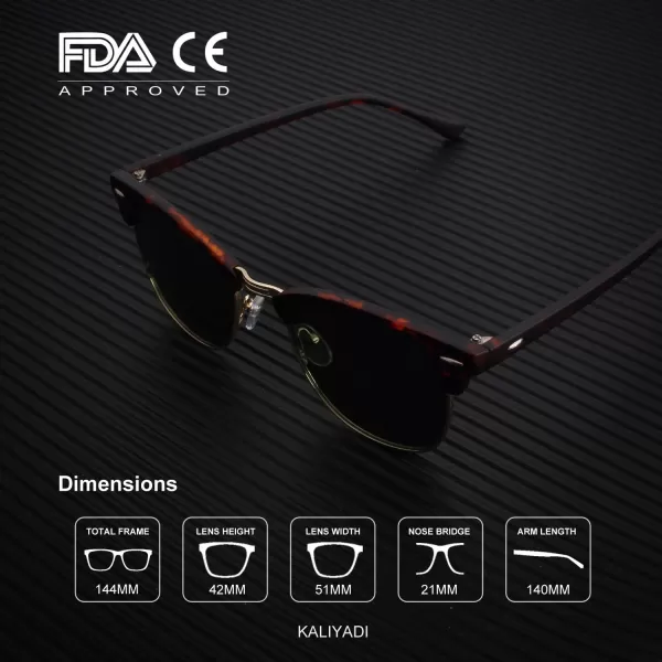 KALIYADI Sunglasses Men Polarized Sunglasses for Men Women Unisex SemiRimless Frame Retro Driving Sun Glasses UV BlockingD113 Packgolden BlackTortoise G15Black Blue
