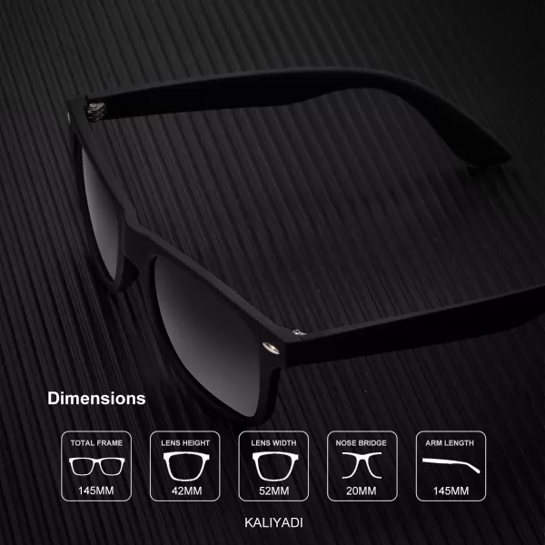 KALIYADI Sunglasses Men Polarized Sunglasses for Men Women Unisex SemiRimless Frame Retro Driving Sun Glasses UV BlockingD123 Pack Matte Black Frame Gradient Black Lens