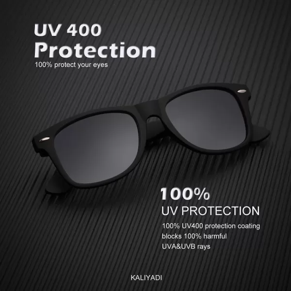 KALIYADI Sunglasses Men Polarized Sunglasses for Men Women Unisex SemiRimless Frame Retro Driving Sun Glasses UV BlockingD123 Pack Matte Black Frame Gradient Black Lens