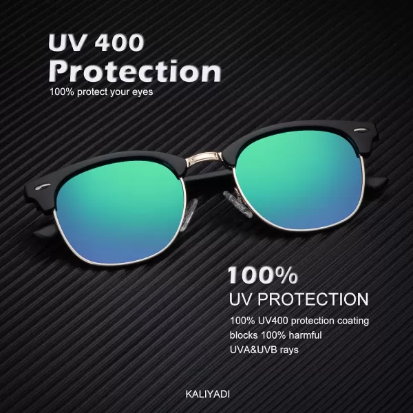 KALIYADI Sunglasses Men Polarized Sunglasses for Men Women Unisex SemiRimless Frame Retro Driving Sun Glasses UV BlockingD133 Packgolden BlackBlackBlack Green