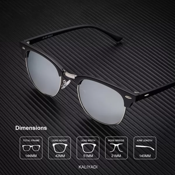 KALIYADI Sunglasses Men Polarized Sunglasses for Men Women Unisex SemiRimless Frame Retro Driving Sun Glasses UV BlockingD143 Packgolden BlackBlackBlack Silver