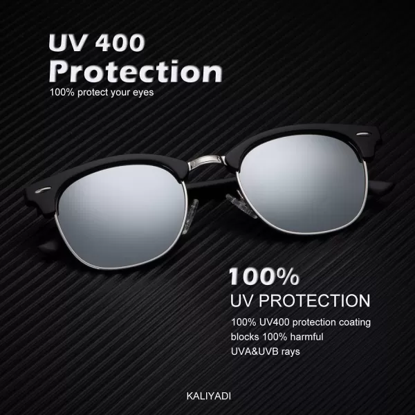 KALIYADI Sunglasses Men Polarized Sunglasses for Men Women Unisex SemiRimless Frame Retro Driving Sun Glasses UV BlockingD143 Packgolden BlackBlackBlack Silver