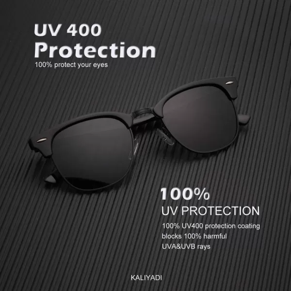 KALIYADI Sunglasses Men Polarized Sunglasses for Men Women Unisex SemiRimless Frame Retro Driving Sun Glasses UV BlockingD153 Pack Matte BlackMatte BlackGlossy Black