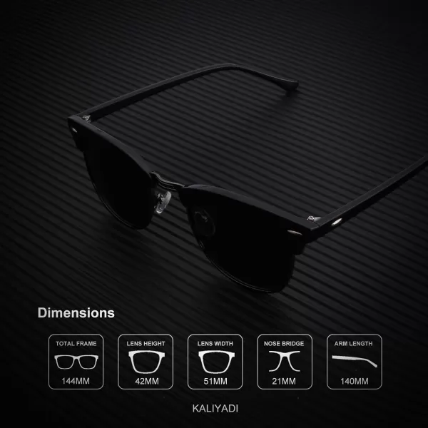 KALIYADI Sunglasses Men Polarized Sunglasses for Men Women Unisex SemiRimless Frame Retro Driving Sun Glasses UV BlockingD153 Pack Matte BlackMatte BlackGlossy Black