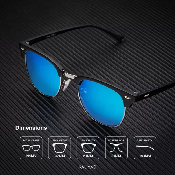KALIYADI Sunglasses Men Polarized Sunglasses for Men Women Unisex SemiRimless Frame Retro Driving Sun Glasses UV BlockingD153 Packgolden BlackBlackBlack Blue