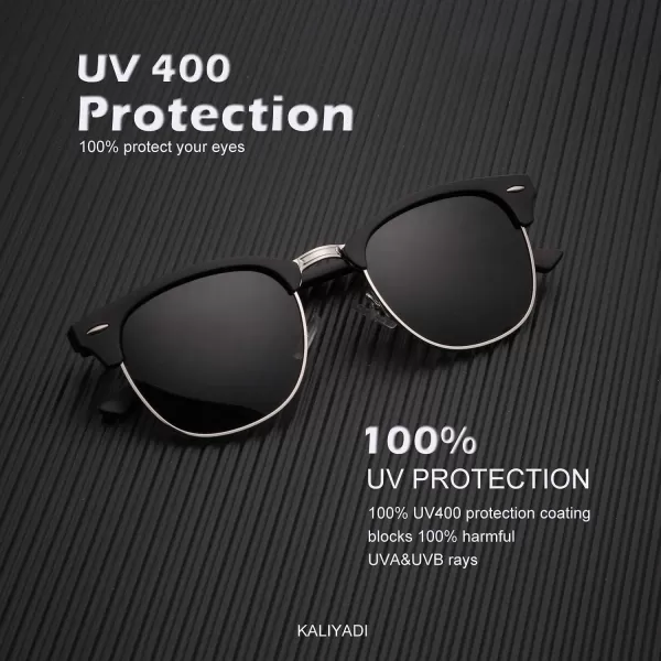 KALIYADI Sunglasses Men Polarized Sunglasses for Men Women Unisex SemiRimless Frame Retro Driving Sun Glasses UV BlockingD183 PackblackSilver BlackTortoise Brown
