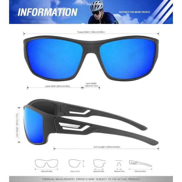 KALIYADI SunglassesMen Polarized Sports Sunglasses Mens Sunglasses Polarized UV Protection Driving Running Cycling OutdoorA03blackDark BlueRed
