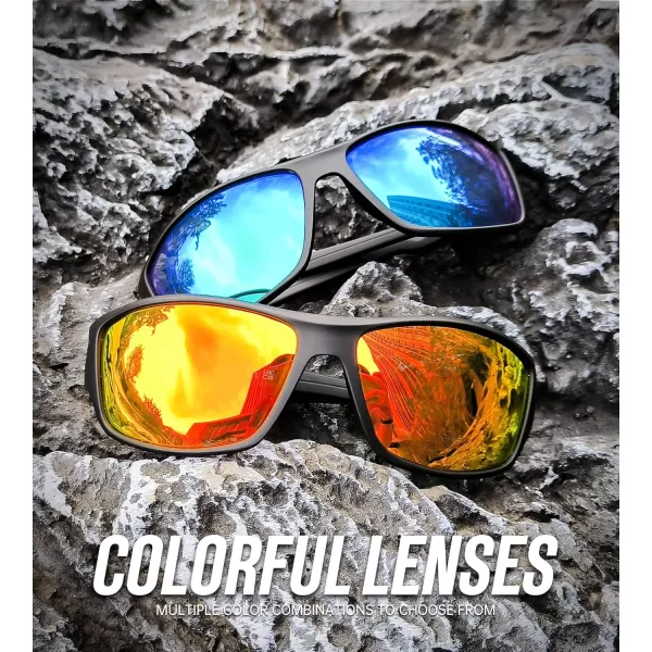 KALIYADI SunglassesMen Polarized Sports Sunglasses Mens Sunglasses Polarized UV Protection Driving Running Cycling OutdoorB04ice BlueRed