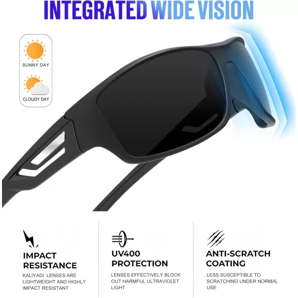 KALIYADI SunglassesMen Polarized Sports Sunglasses Mens Sunglasses Polarized UV Protection Driving Running Cycling OutdoorB05blackBlack