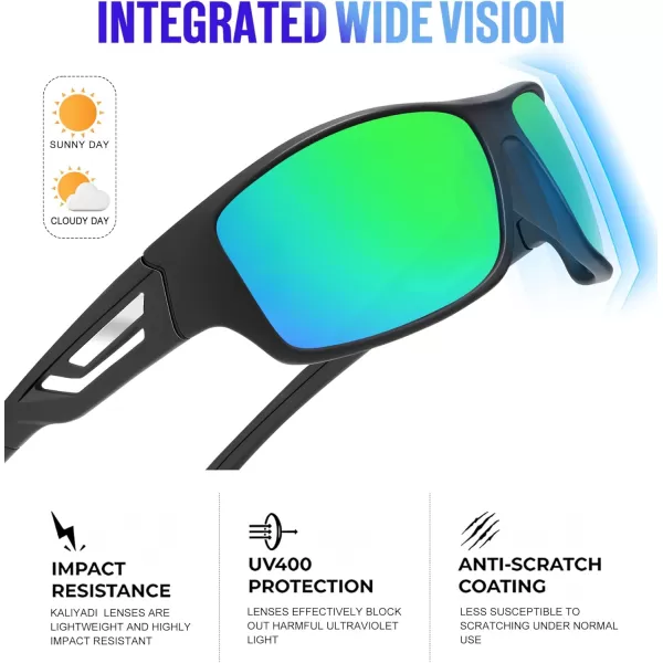 KALIYADI SunglassesMen Polarized Sports Sunglasses Mens Sunglasses Polarized UV Protection Driving Running Cycling OutdoorB07blackGreen