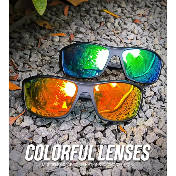 KALIYADI SunglassesMen Polarized Sports Sunglasses Mens Sunglasses Polarized UV Protection Driving Running Cycling OutdoorB07blackGreen