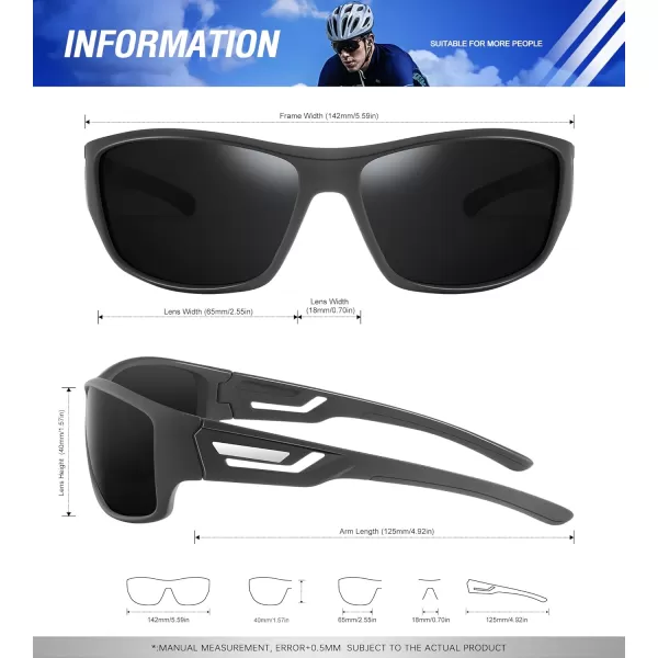 KALIYADI SunglassesMen Polarized Sports Sunglasses Mens Sunglasses Polarized UV Protection Driving Running Cycling OutdoorB08blackSilver