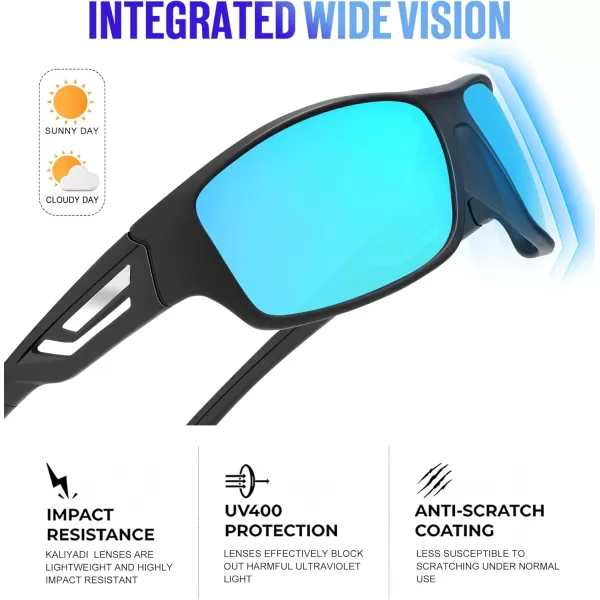 KALIYADI SunglassesMen Polarized Sports Sunglasses Mens Sunglasses Polarized UV Protection Driving Running Cycling OutdoorC02ice Blue