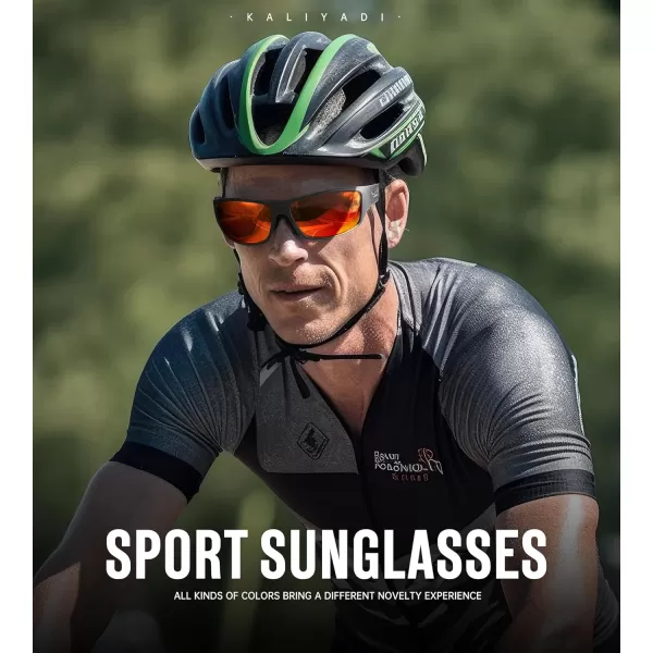 KALIYADI SunglassesMen Polarized Sports Sunglasses Mens Sunglasses Polarized UV Protection Driving Running Cycling OutdoorC04red