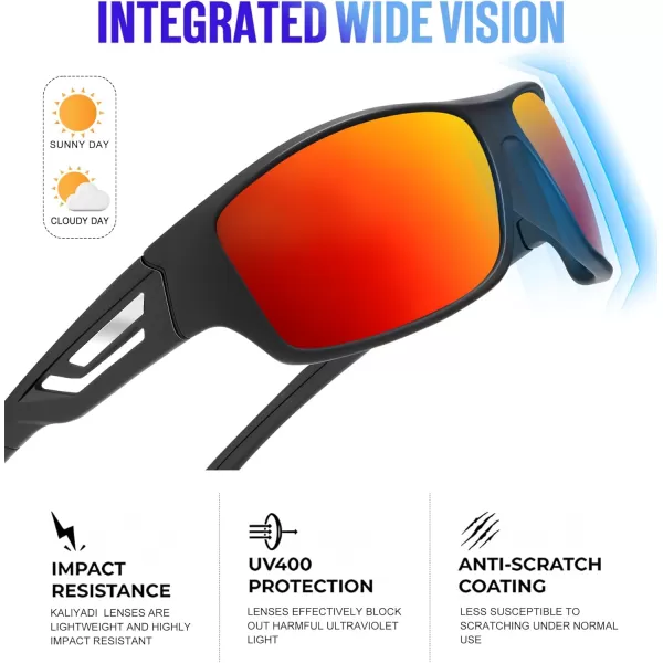 KALIYADI SunglassesMen Polarized Sports Sunglasses Mens Sunglasses Polarized UV Protection Driving Running Cycling OutdoorC04red