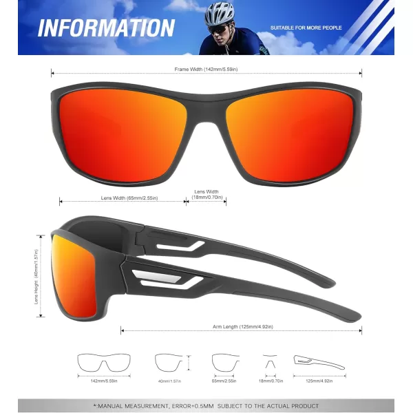 KALIYADI SunglassesMen Polarized Sports Sunglasses Mens Sunglasses Polarized UV Protection Driving Running Cycling OutdoorC04red