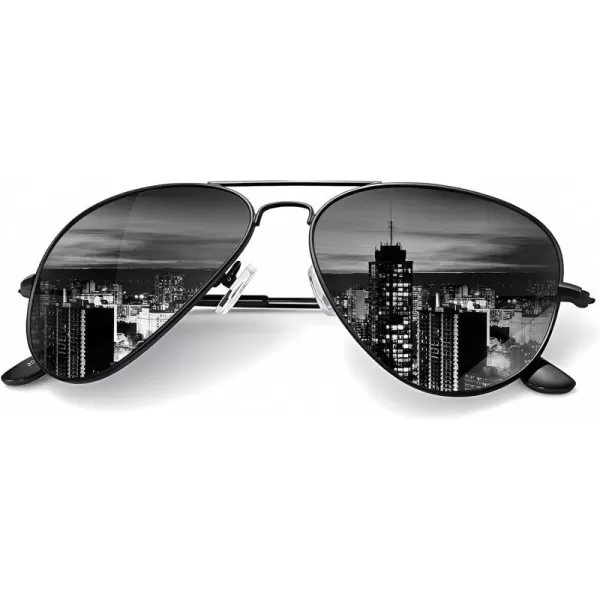 KALIYADI Classic Aviator Sunglasses for Men Women Driving Sun glasses Polarized Lens UV BlockingD Black